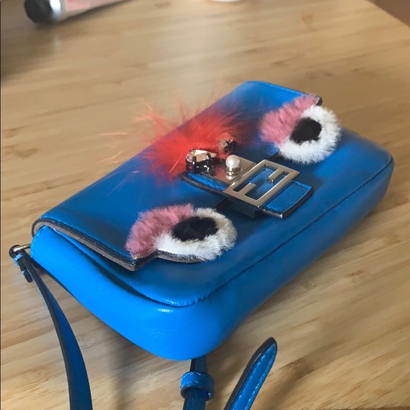 Fendi Handbags - Fendi Micro Monster Royal Blue Baguette NWT